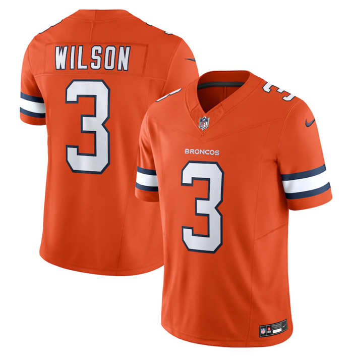 Denver Broncos #3 Russell Wilson Orange 2023 F.U.S.E. Vapor Untouchable Stitched Jersey